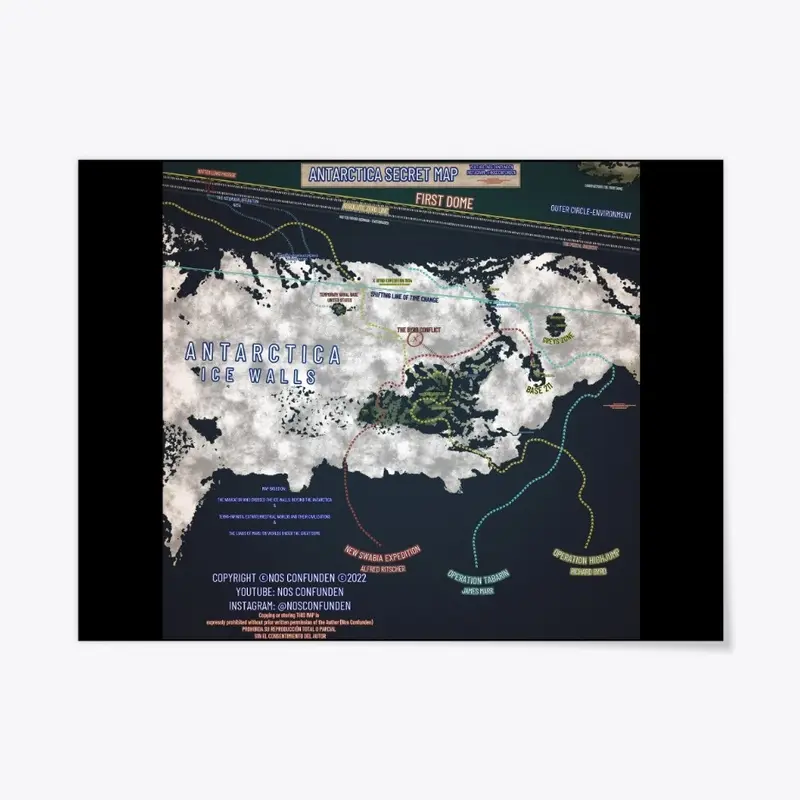 Antarctica Ice Walls Secret Map Poster